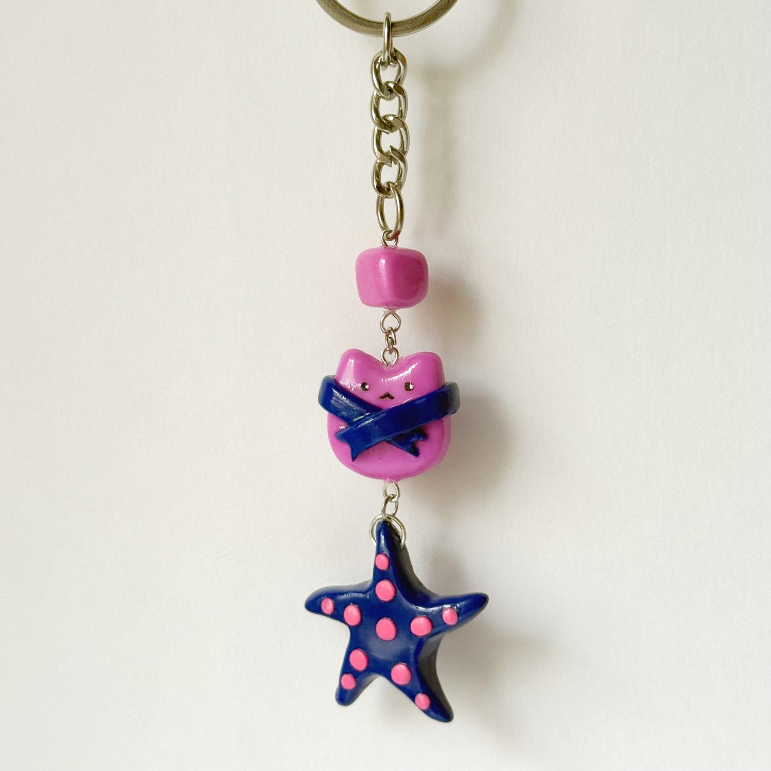 Cat and Starfish Keychain - Image 3