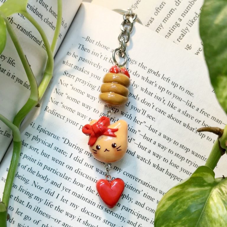 Cat and Pancakes Keychain