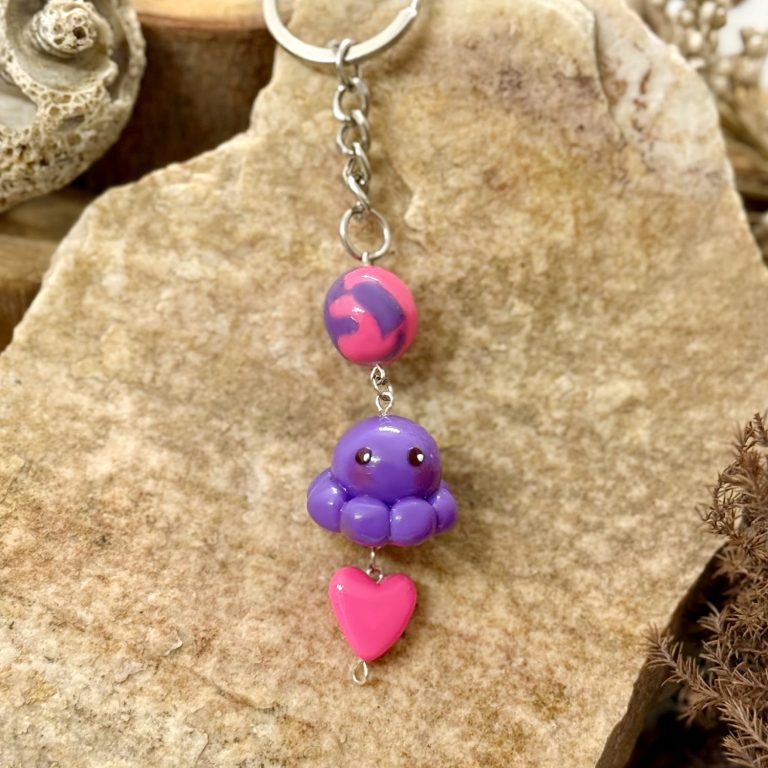 Violet Octopus Keychain