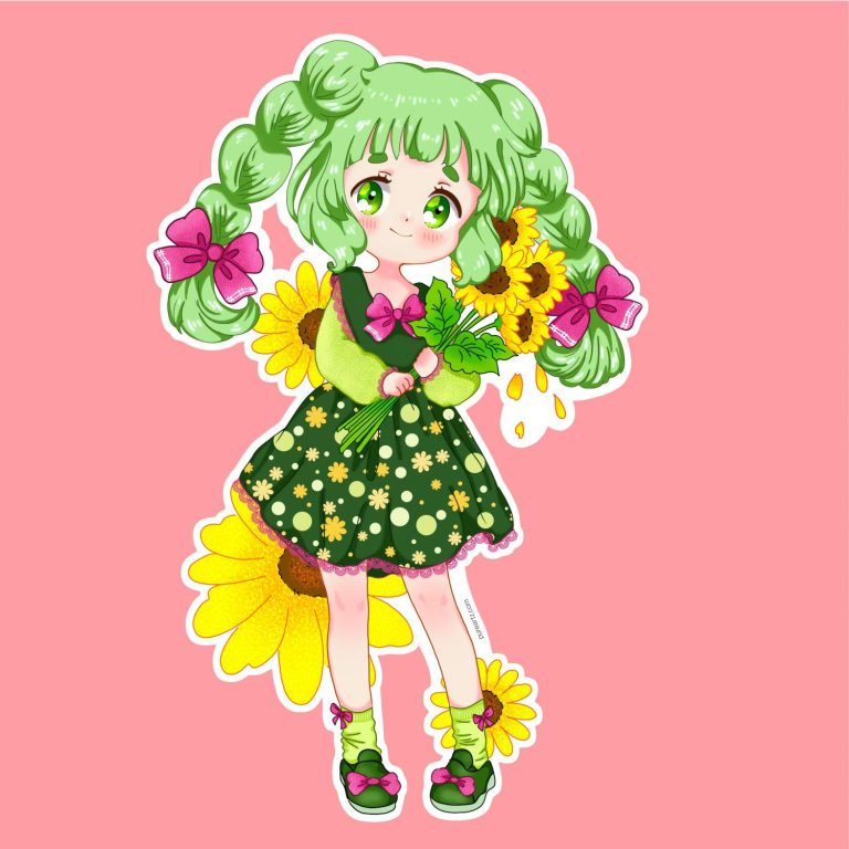Kawaii Flower Girl Sticker