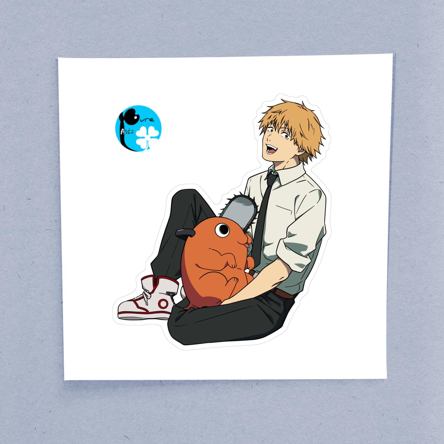 Denji and Pochito Chainsaw Man – Laptop Sticker - Image 2