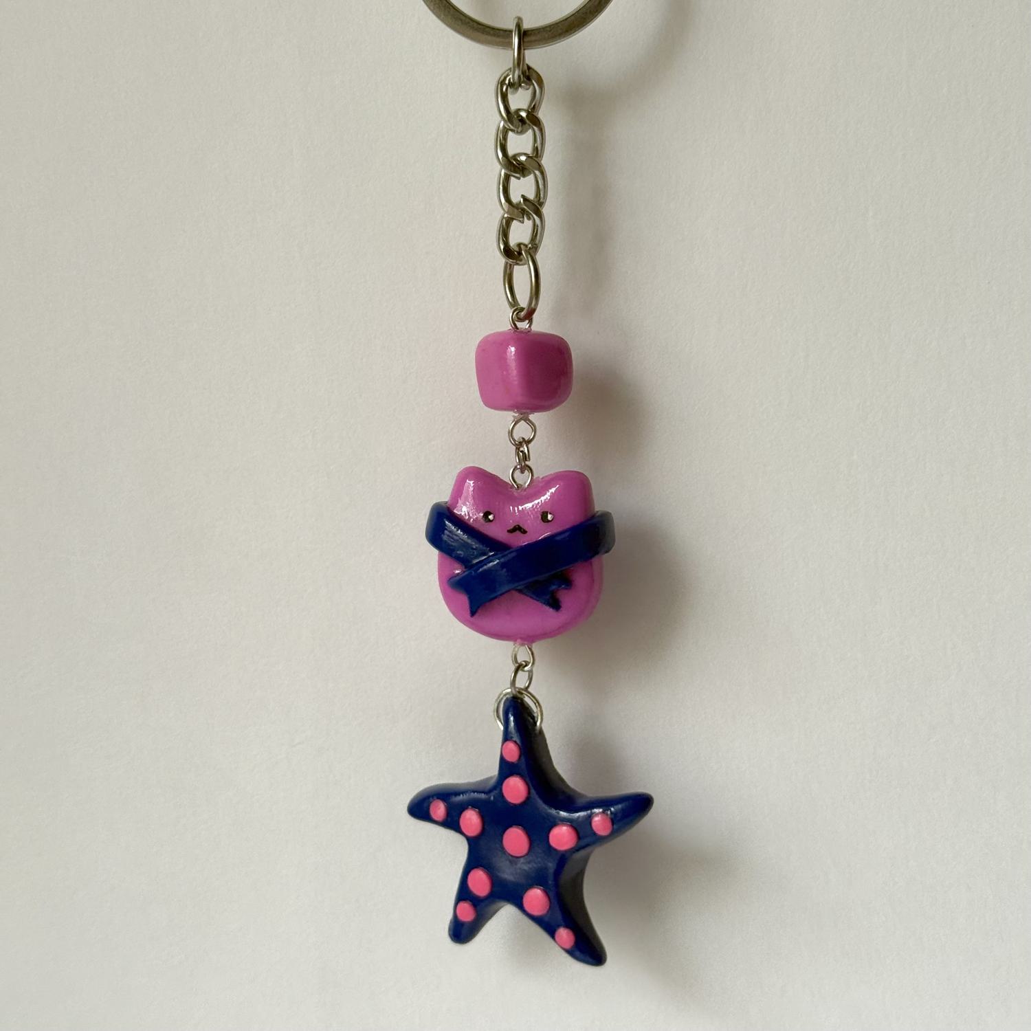 Cat and Starfish Keychain - Image 3