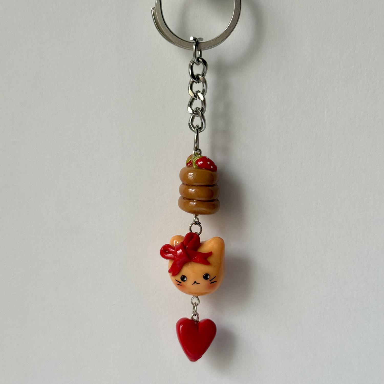 Cat and Pancakes Keychain - Image 3