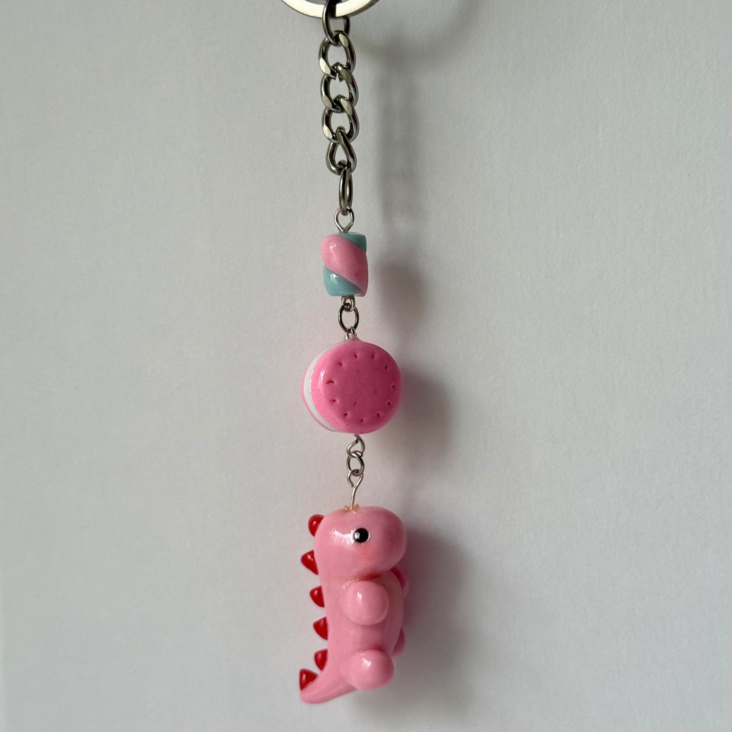 Pink Dinosaur Keychain - Image 2