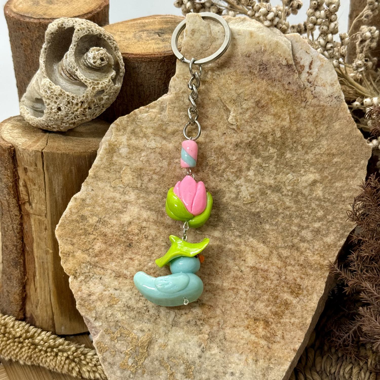 Duck and Tulip Keychain