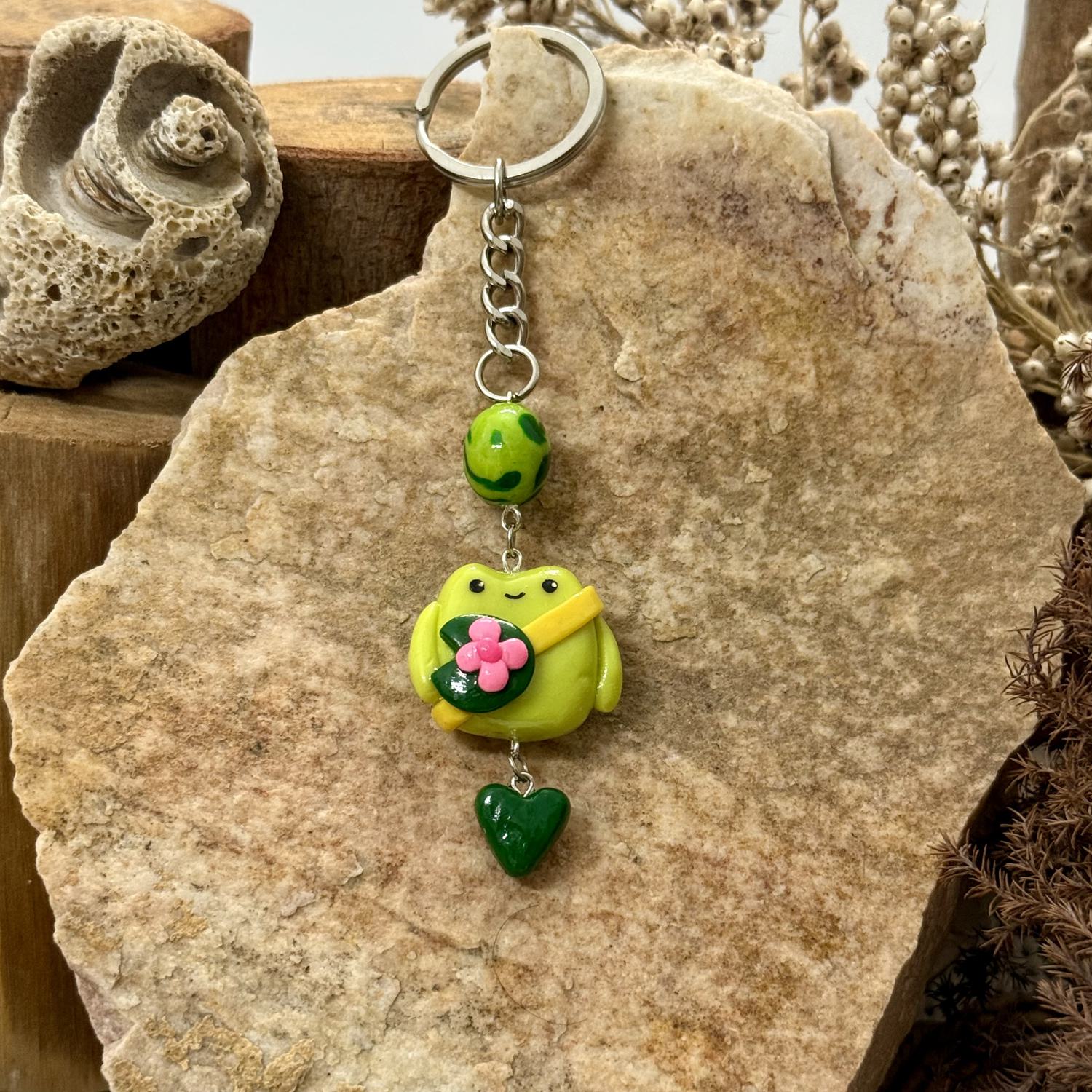 Frog with flower Keychain
