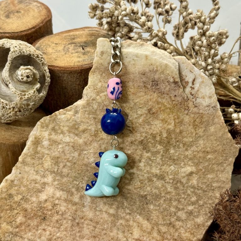 Dinosaur and Blueberry Keychain