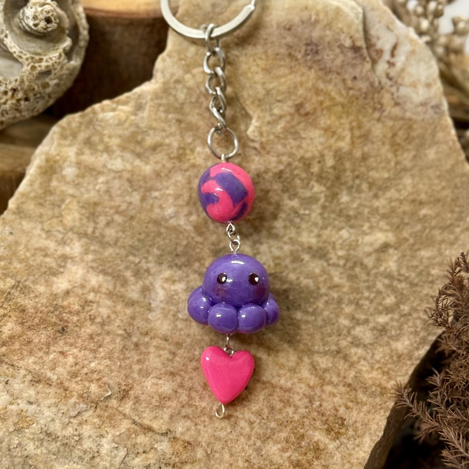Violet Octopus Keychain