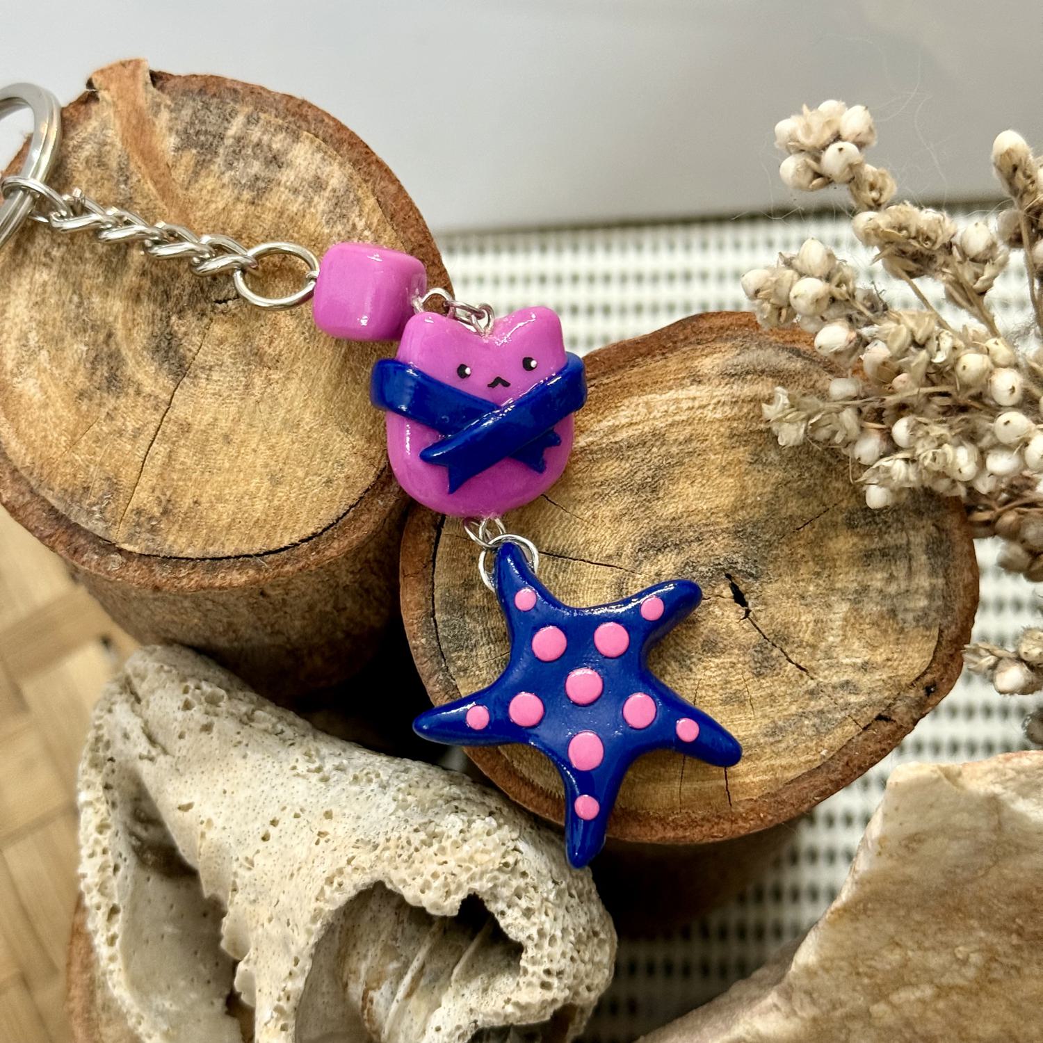 Cat and Starfish Keychain - Image 2