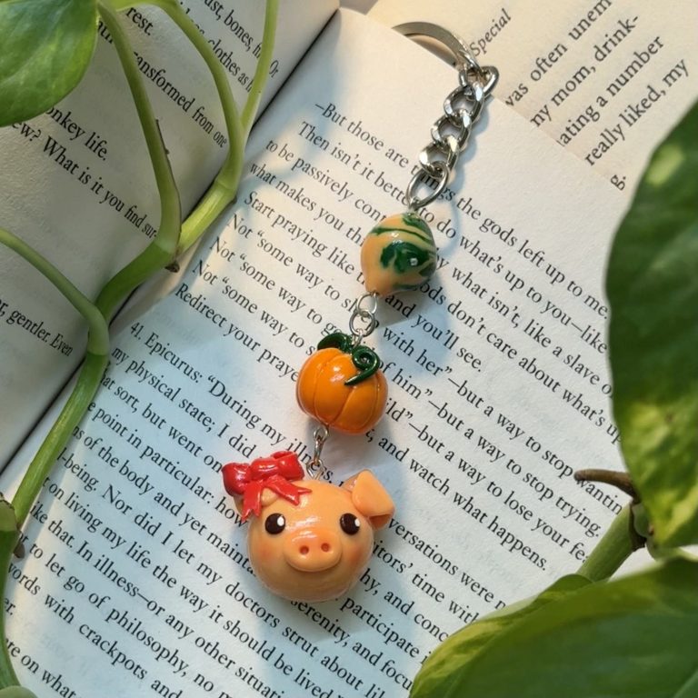 Pumpkin Piggy Keychain