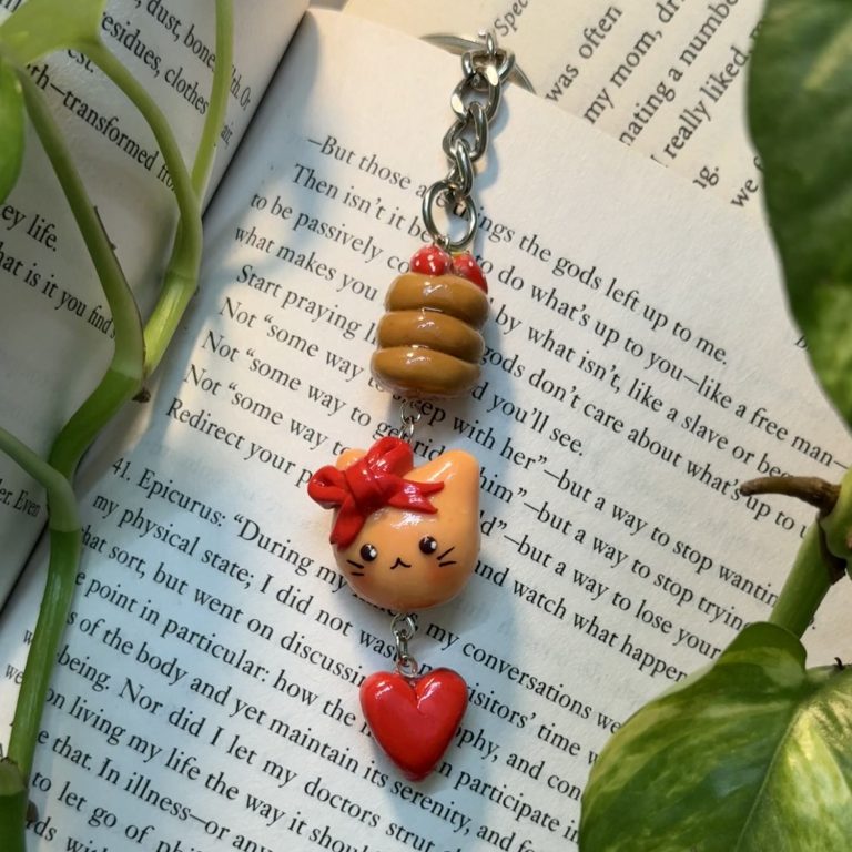 Cat and Pancakes Keychain