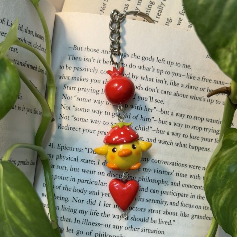 Chick and Pomegranate Keychain