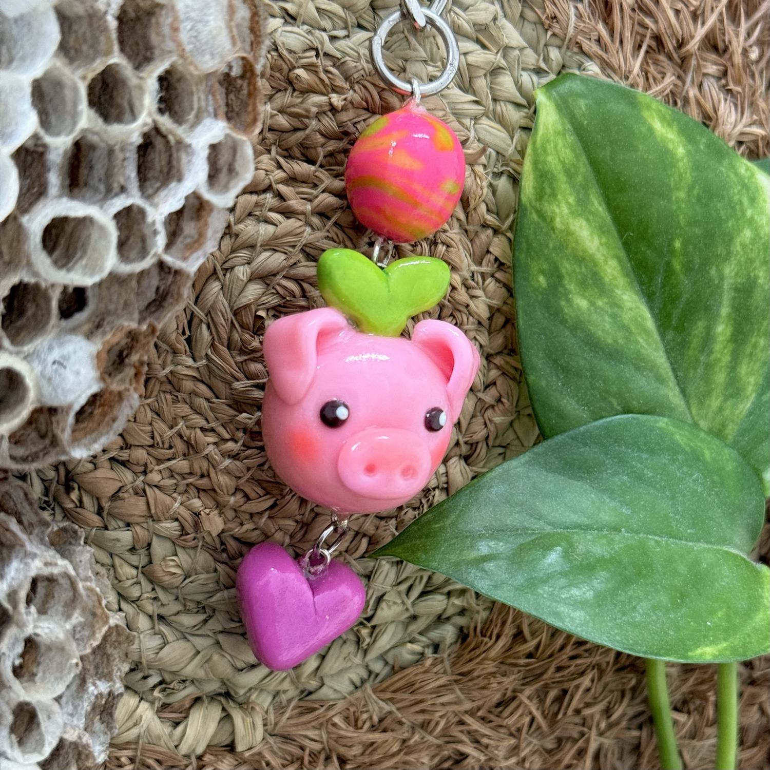 Piggy with plant Keychain - Image 2