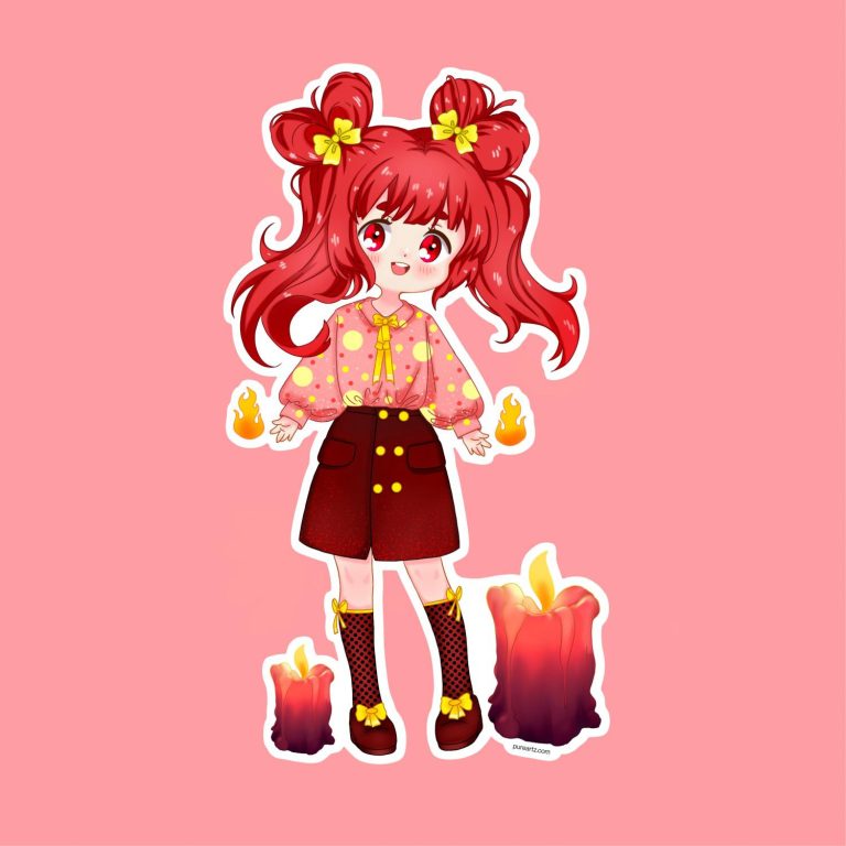 Kawaii Fire Girl Sticker