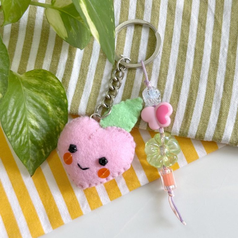 Peach Felt Keychain
